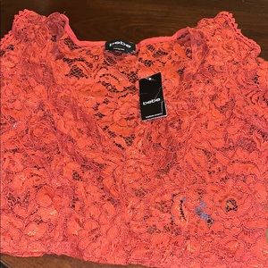 Beautiful Bebe short ruffle sleeves crop top shirt